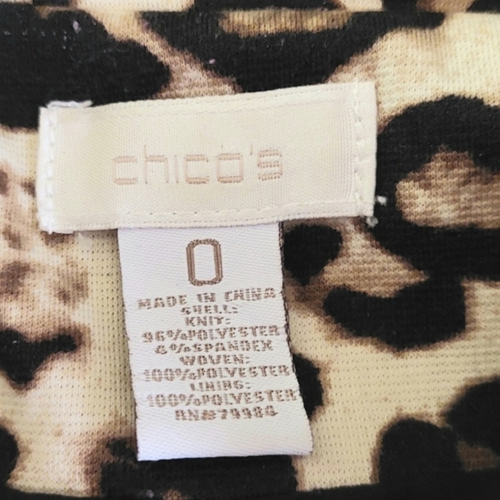 Chico’s Leopard Print Mixed Media Button Front Jacket Size 0 (Fits Small/4-6) - Picture 7 of 7